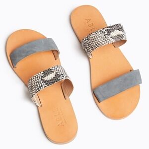 ABLE Joselyne Double Leather Strap Sandal in Gray Snake‎ Print Sz 6 Boho Minimal